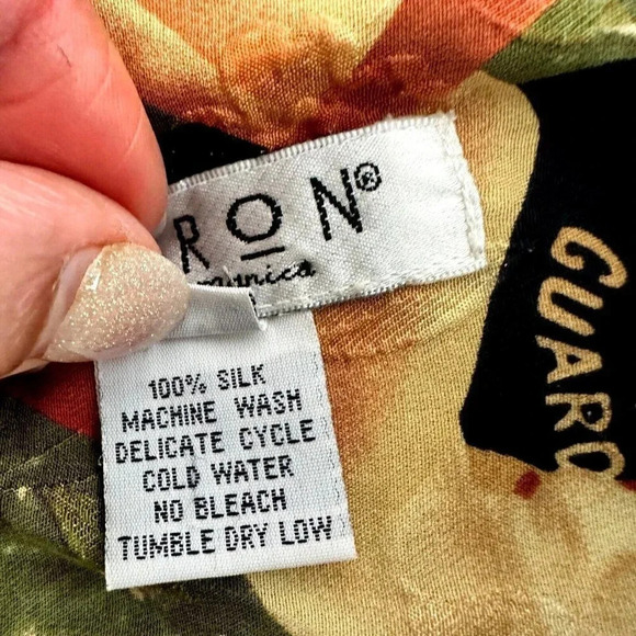 Citron Santa Monica Button Shirt 100% Silk 1950s Print Pin Up Girl - Picture 5 of 16